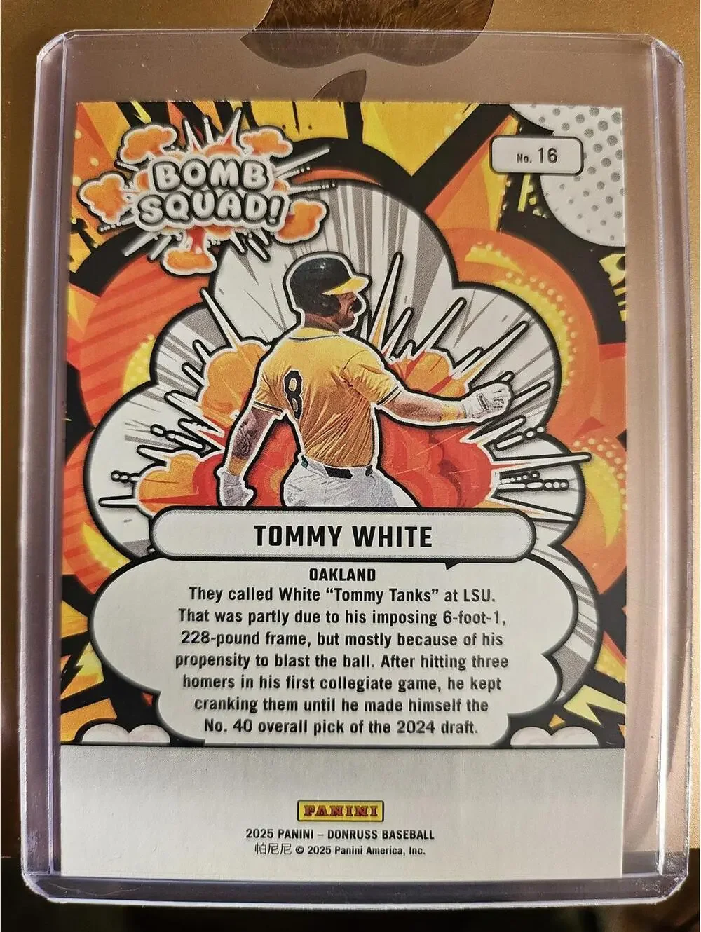 Tommy White -2025 Panini Bomb Squad Insert baseball- #16 - A's RAW Mint